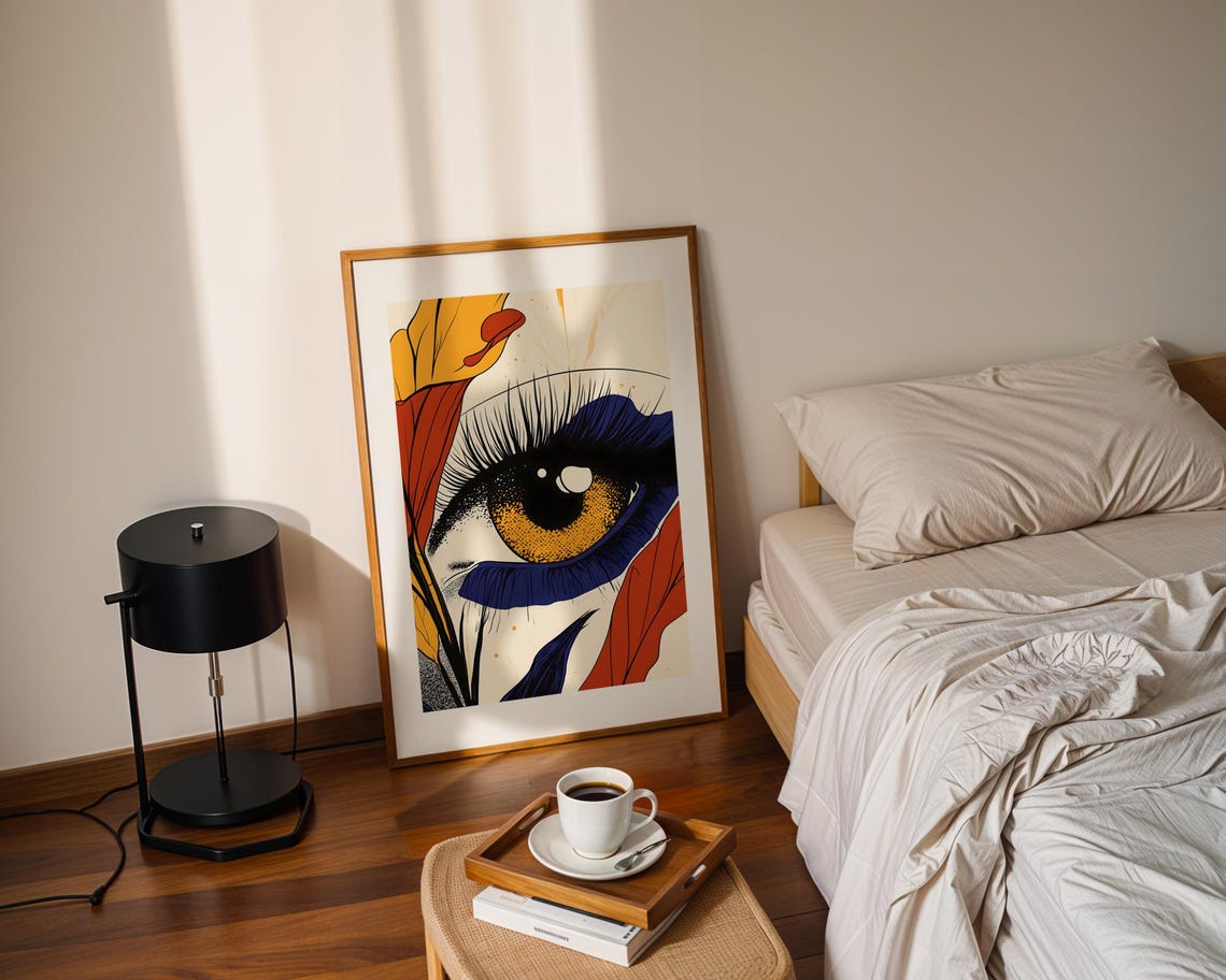 Striking Pop Art Eye Poster with Golden Iris and Bold Abstract Colors - Image 2