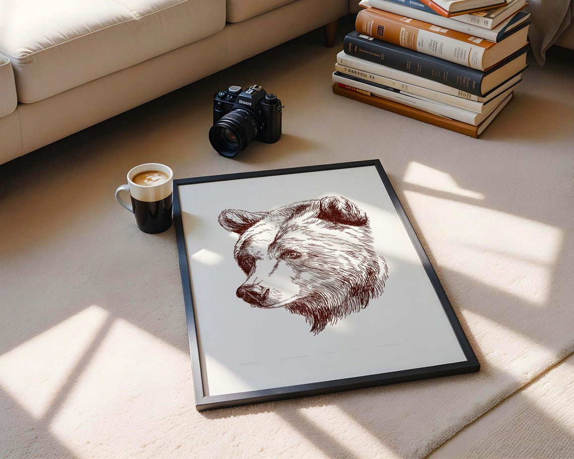 Bear Sketch Line Art Pencil Animal Illustration Drawing Trendy Poster Wall Print Modern Home Decor Gift - Image 6