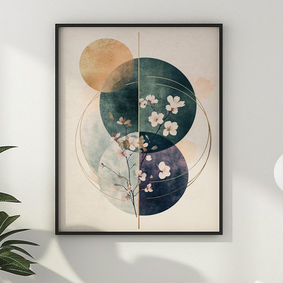 Sakura Cherry Blossom Wall Art Abstract Watercolor Painting Trendy Japanese Japandi Wall Decor Modern Home Gift