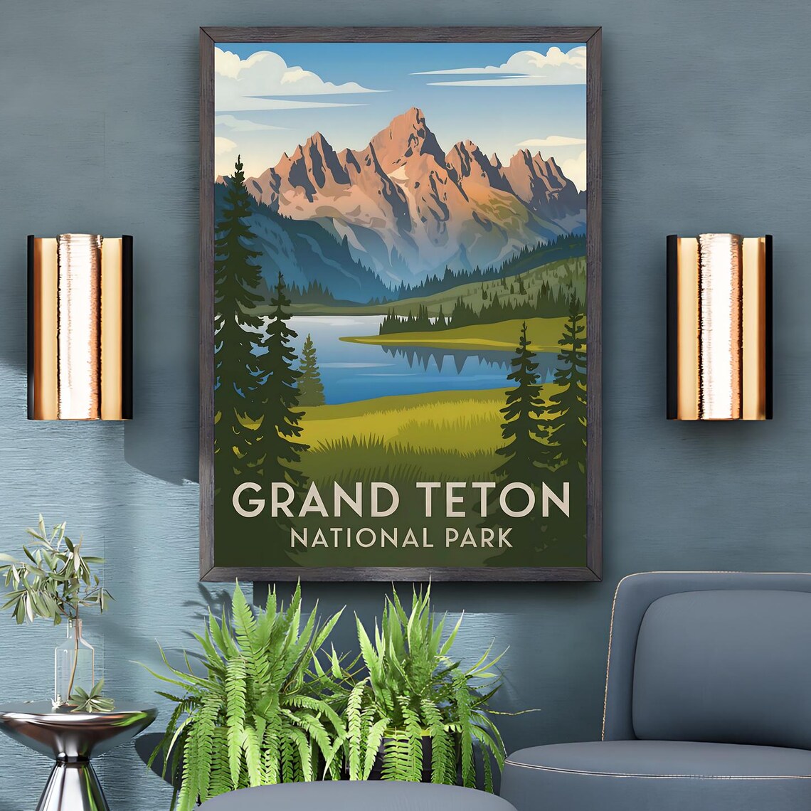 Grand Teton National Park Vintage Travel Poster