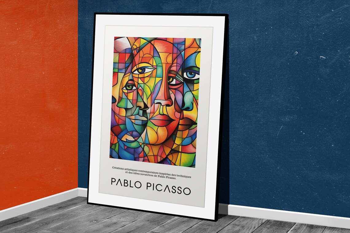 Pablo Picasso Abstract Geometric Faces, Vintage Poster - Image 4