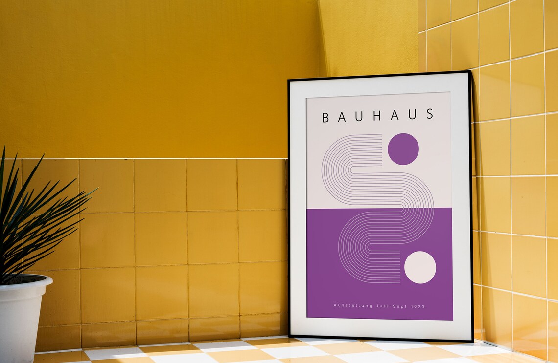 Bauhaus 1923 Exhibition Geometric Abstract Deep Purple Minimalist Poster - Image 2