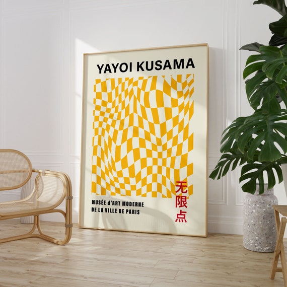 Yayoi Kusama Exhibition Poster Gallery Wall Art Checkered Kusama Print Japandi Decor Japanese Print Printable Poster