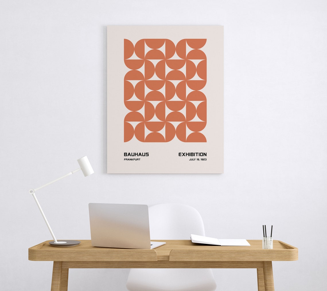 Bauhaus Frankfurt Exhibition Burnt Orange Circle Grid 1923 Poster - Image 3