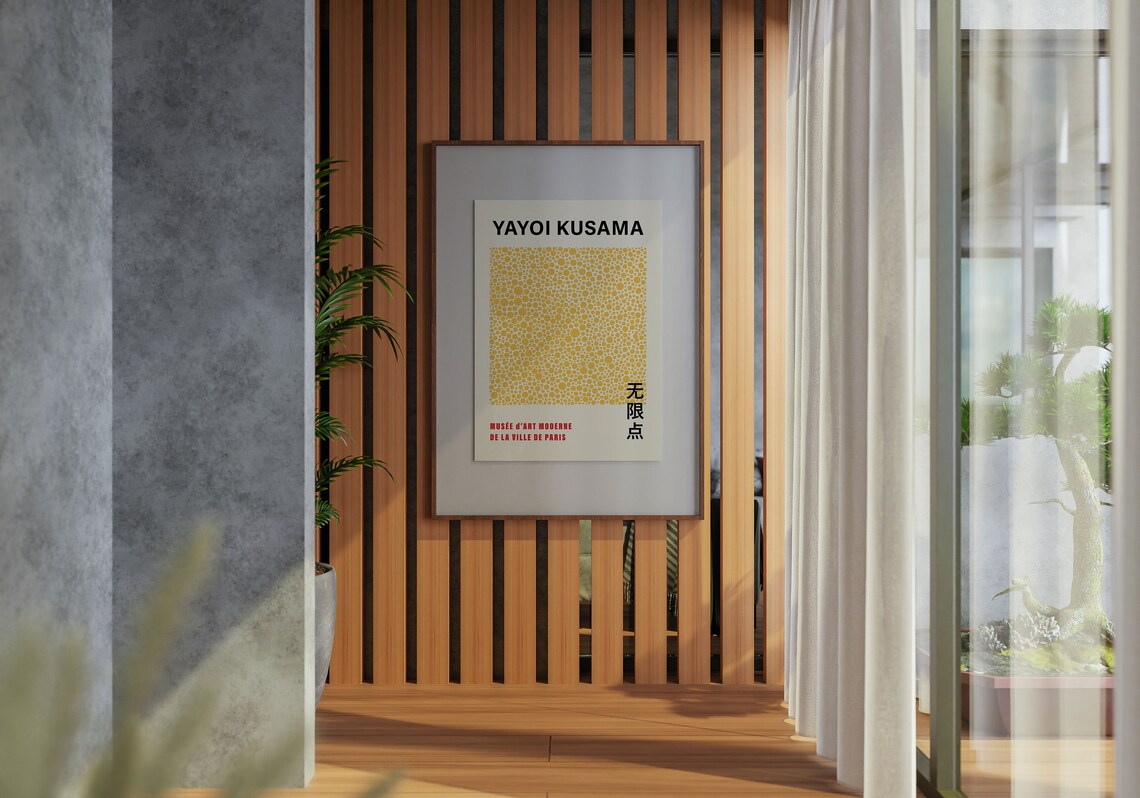 Yayoi Kusama Golden Yellow Polka Dot Warm Exhibition Art Poster - Image 4