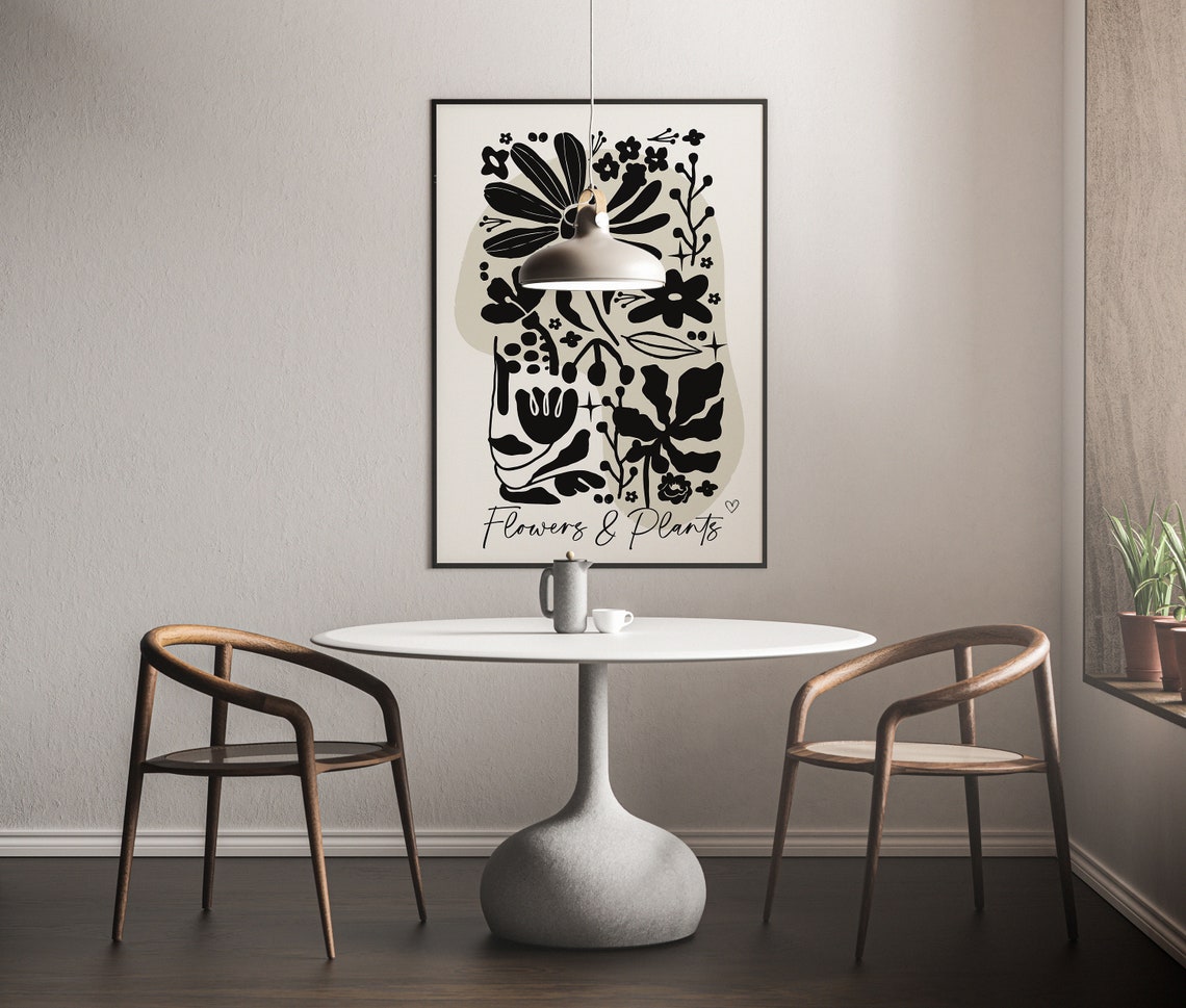 Black and Cream Flowers and Plants Elegant Script Botanical Poster - Image 5