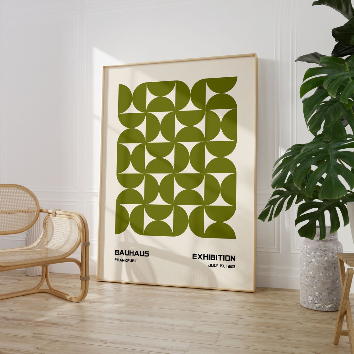 Bauhaus Frankfurt Exhibition Olive Green Circle Grid 1923 Poster