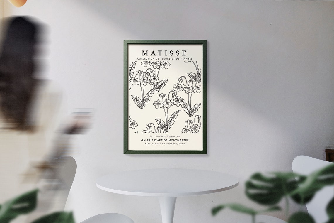 Matisse Black and White Floral Line Sketch Minimalist Art Print - Image 4