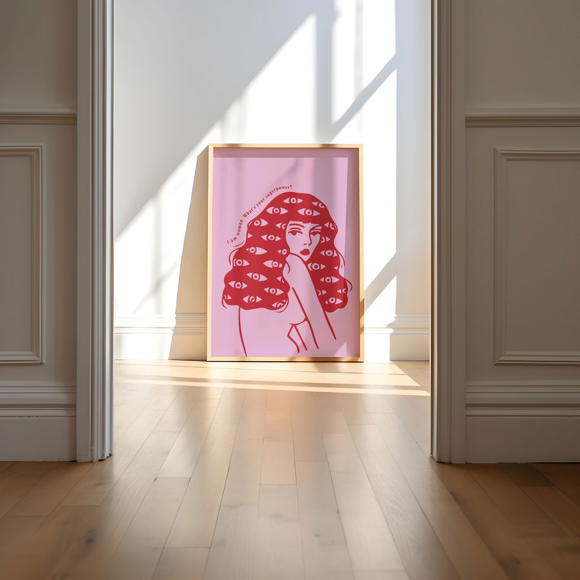 Pink Empowering Woman Pop Art Quote with Watching Eyes Poster - Image 4