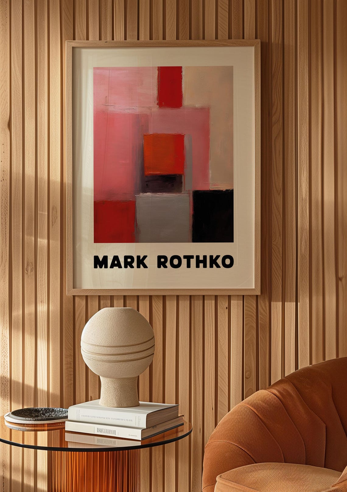 Mark Rothko Style Red Pink Black Blocks Modern Abstract Poster - Image 5