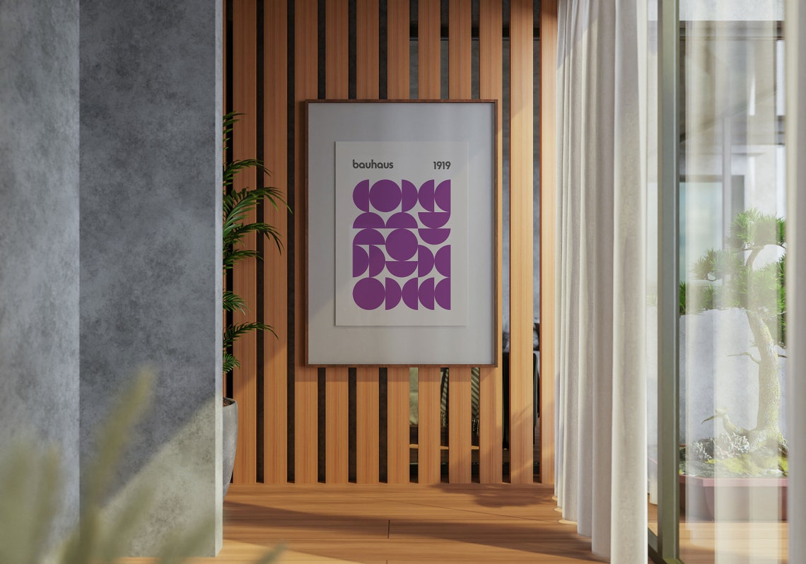 Bauhaus Deep Purple Circle Grid 1919 Minimalist Geometric Print - Image 4