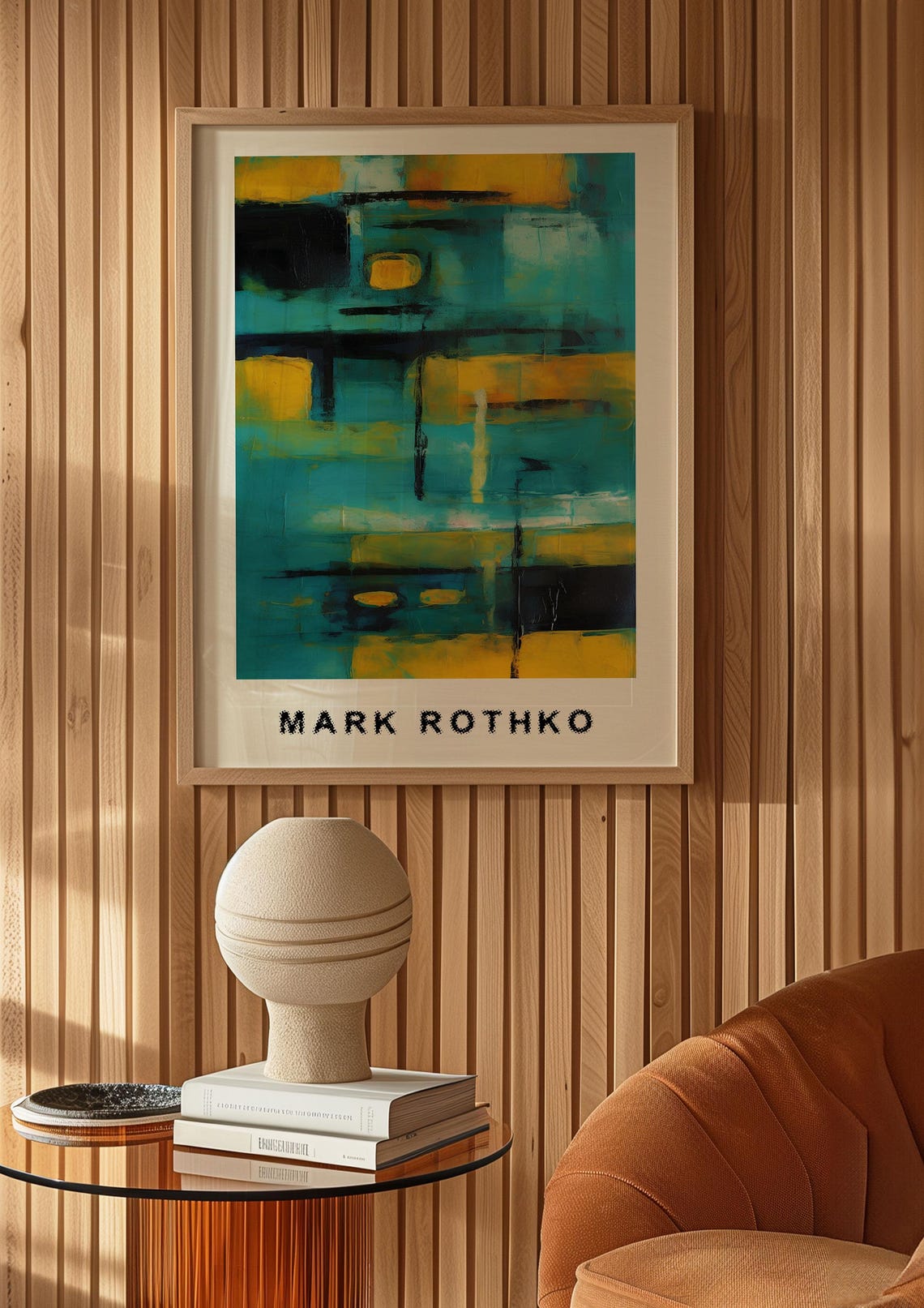 Mark Rothko Style Teal and Yellow Mid Century Abstract Poster - Image 5