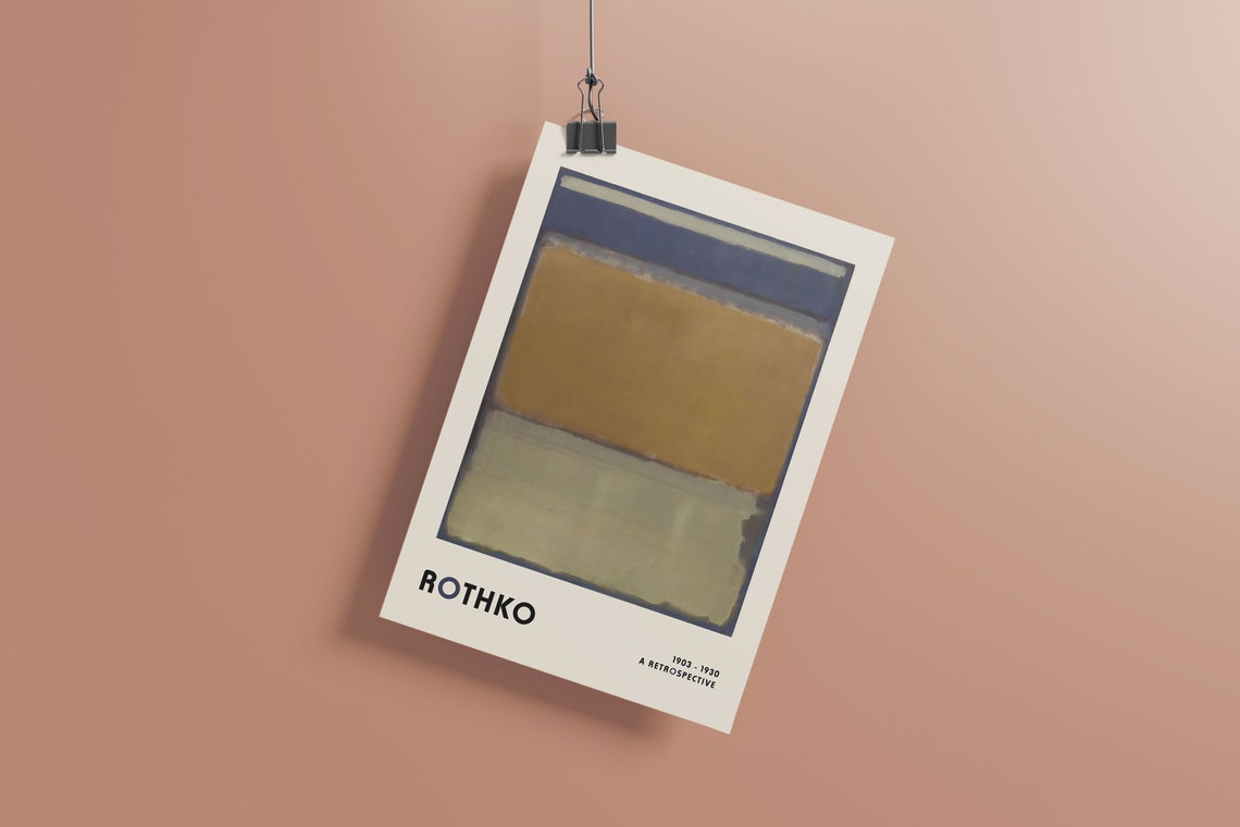 Mark Rothko Navy Mustard Gold Color Block Retrospective Art Poster - Image 4