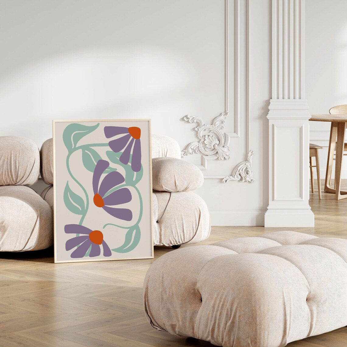 Lilac Groovy Flower Print, Matisse-Inspired Art Print - Image 3