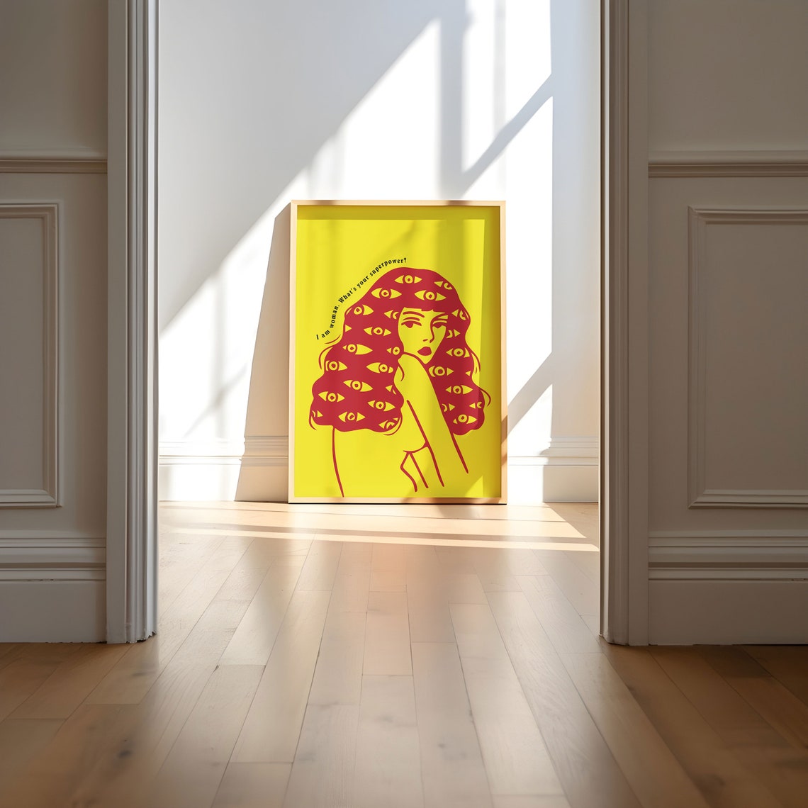 Yellow Empowering Woman Pop Art Quote with Watching Eyes Poster - Image 2