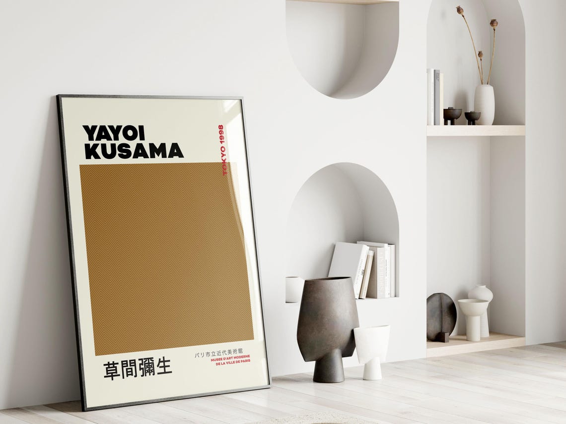 Yayoi Kusama Tokyo 1998 Ochre Dot Texture Minimalist Art Poster - Image 2