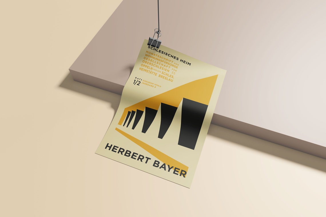 Herbert Bayer Schlesisches Heim Yellow Geometric Bauhaus Poster - Image 3