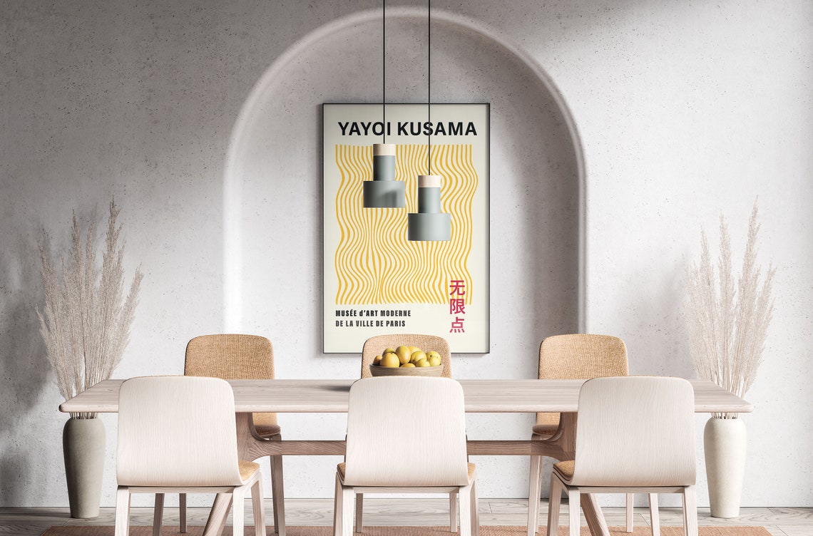 Yayoi Kusama Style Vivid Orange Wavy Lines Playful Exhibition Poster - Image 4