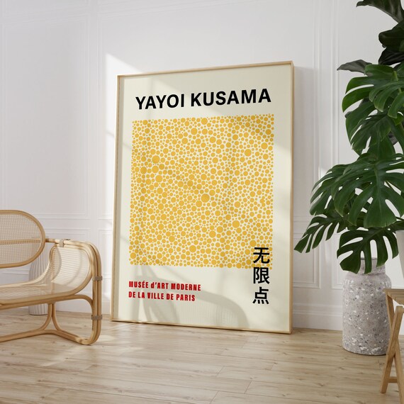 Yayoi Kusama Golden Yellow Polka Dot Warm Exhibition Art Poster