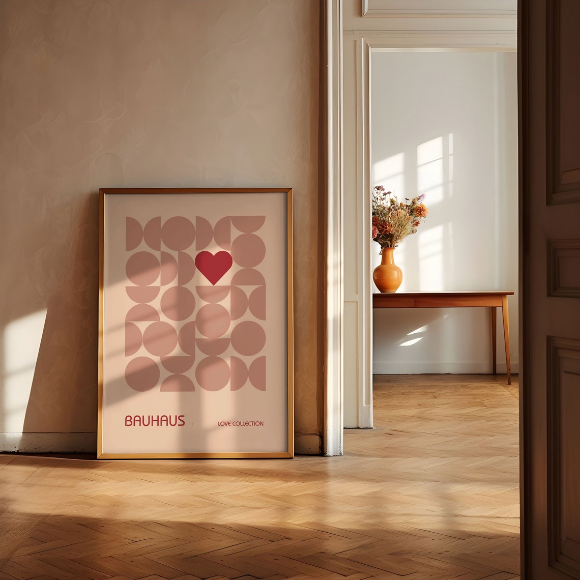 Blush Pink Geometric Circle Heart Bauhaus Love Collection Poster - Image 2