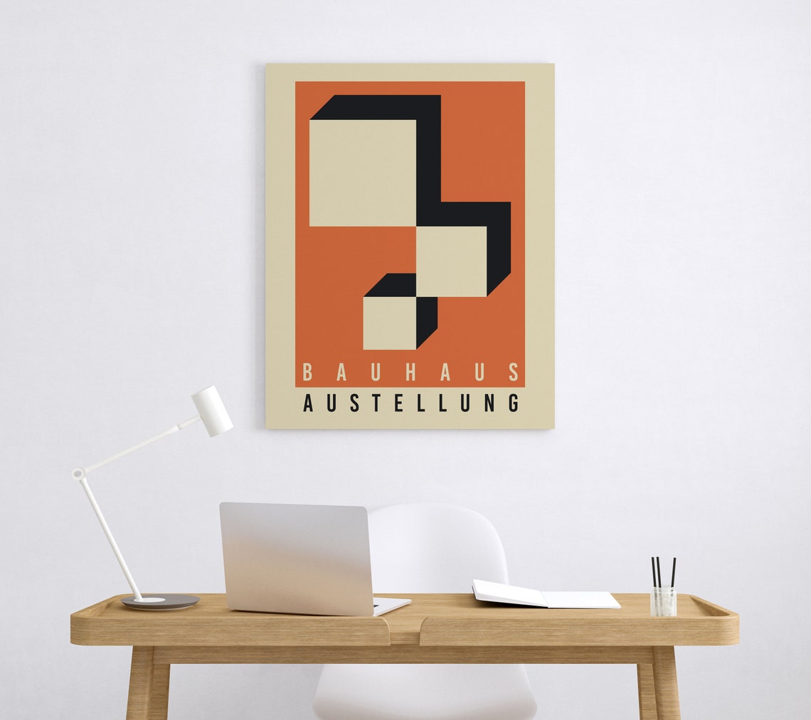 Bauhaus Ausstellung Poster Orange Black 3D Geometric Blocks Modern Art - Image 5