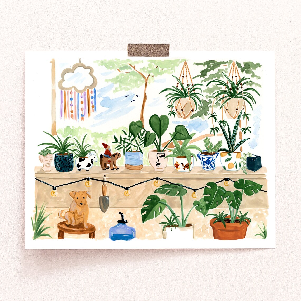 Plant Balcony Art Print, Gouache Botanical Illustration - Image 2