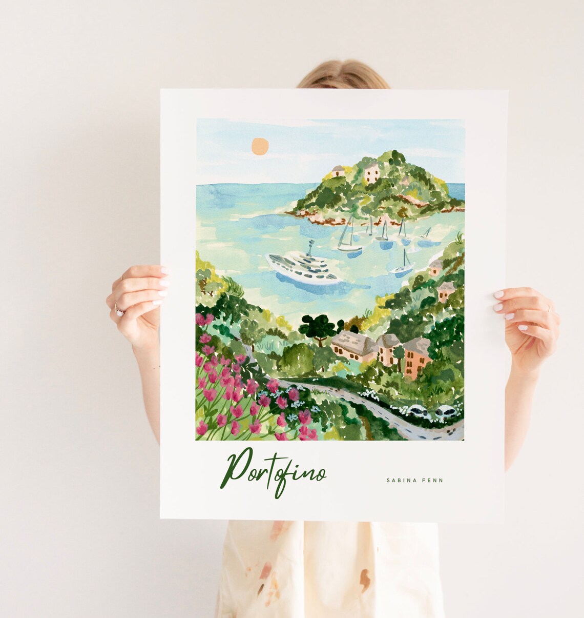 Portofino Tropical Ocean Watercolor Art Print - Image 2
