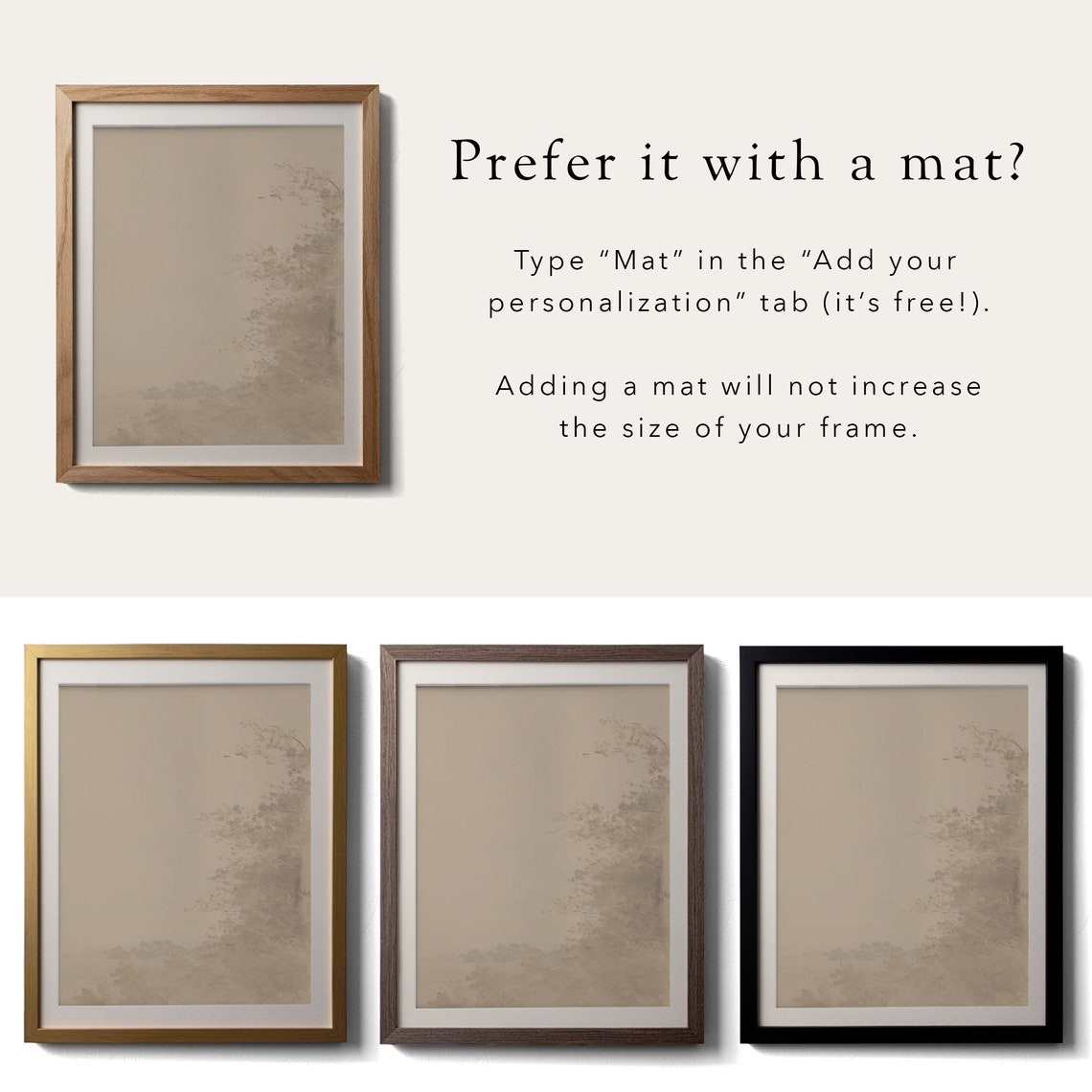 Abstract Sepia Landscape Faint Treeline Right Side Art Poster - Image 2