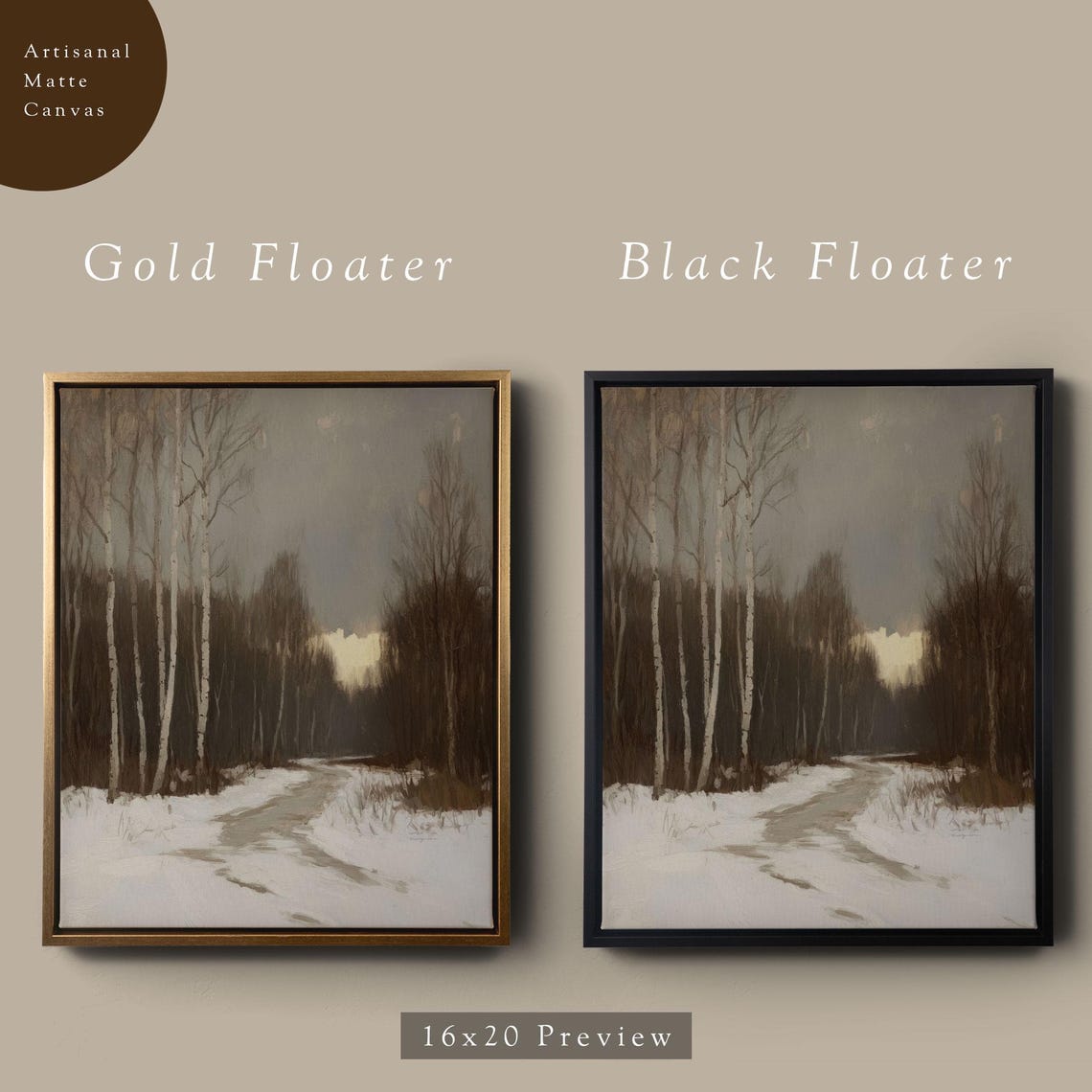 Snowy Birch Forest Path Golden Winter Light Landscape Poster - Image 5