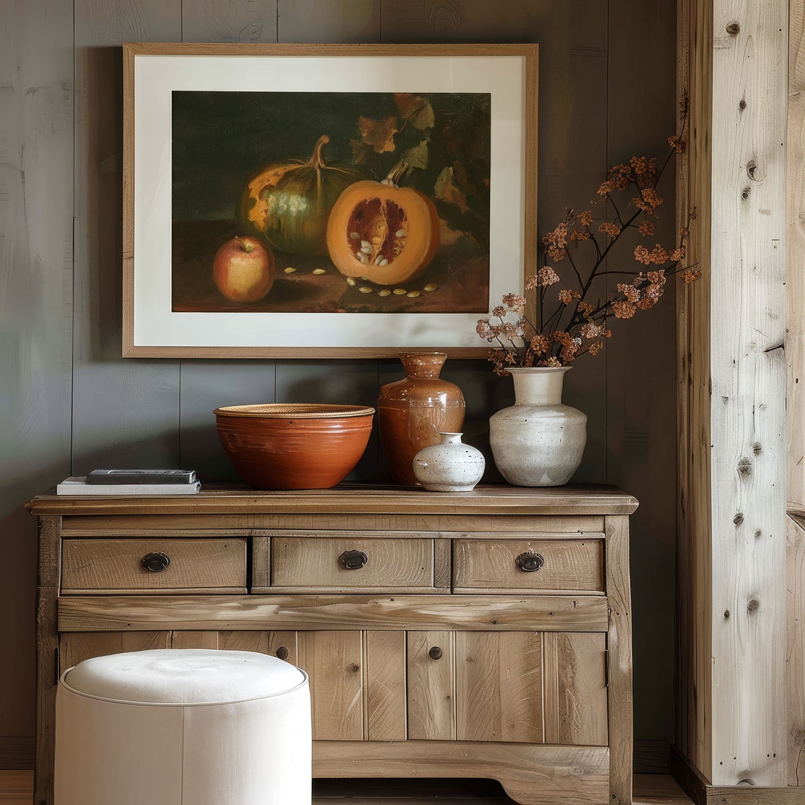 Fall Harvest Pumpkin Apple Autumn Still Life Vintage Art Poster - Image 4