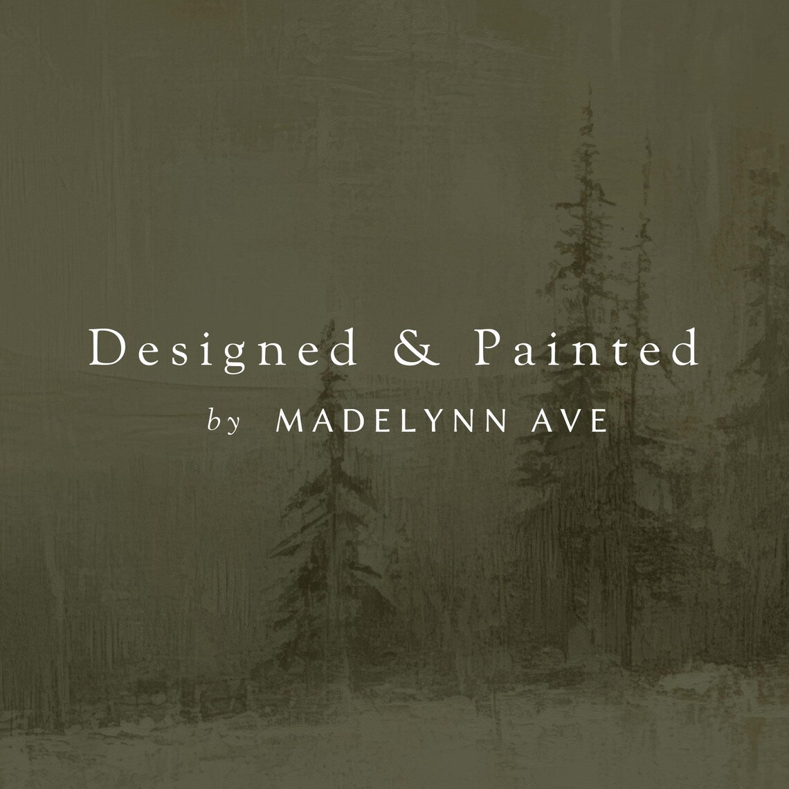 New World Moody Olive Green Winter Landscape Painting Poster - Image 6