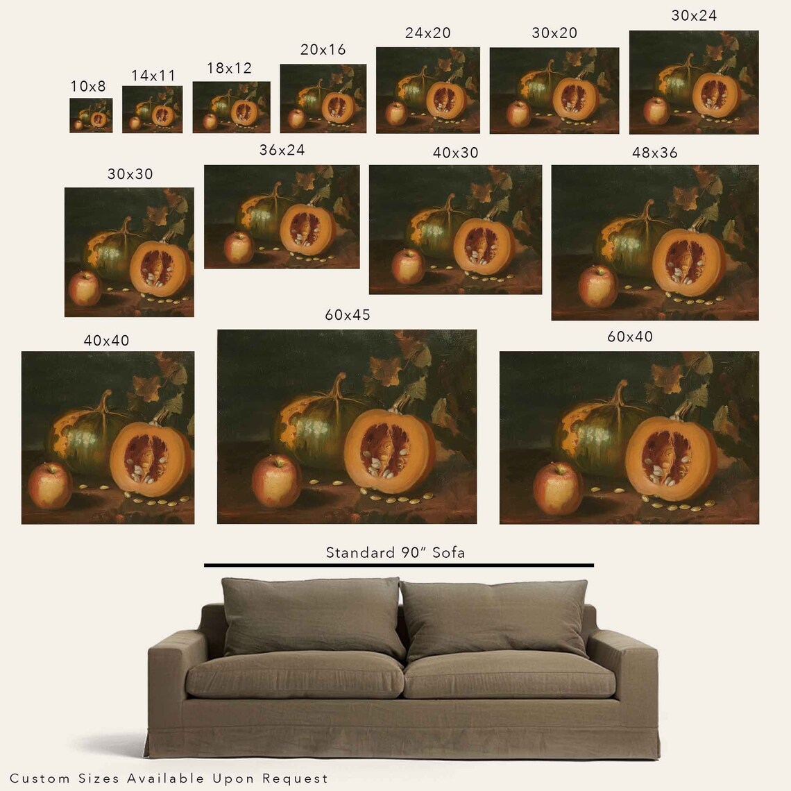 Fall Harvest Pumpkin Apple Autumn Still Life Vintage Art Poster - Image 3