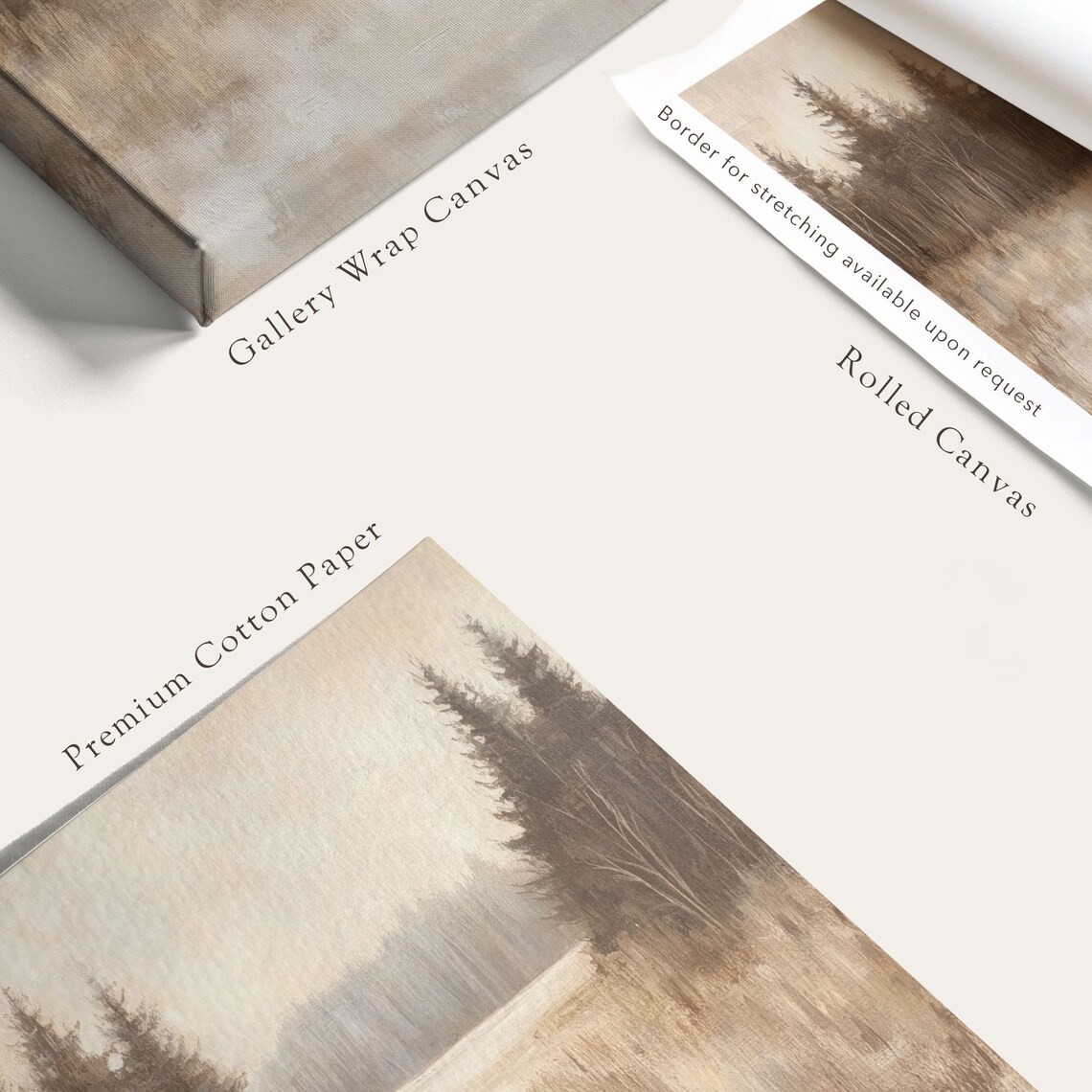 Miles To Go Winter Forest Landscape Neutral Canvas Fine Art Poster - Image 5