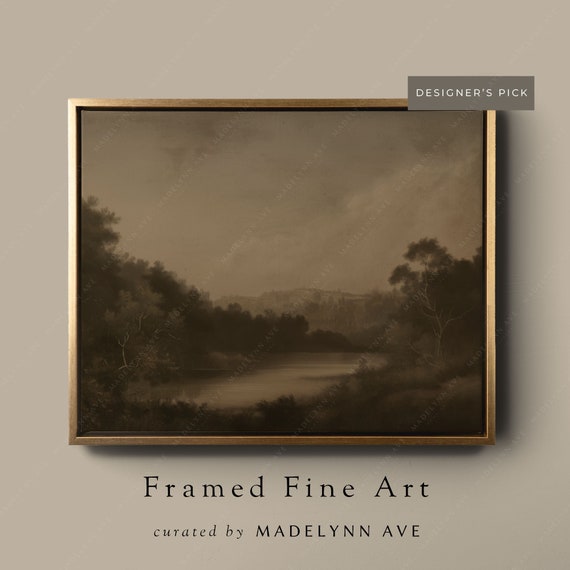 Framed Wall Art Moody Fall Landscape Modern Cottage Style Dark Vintage Oil Painting For Living Room Fall Decor Quality Frames