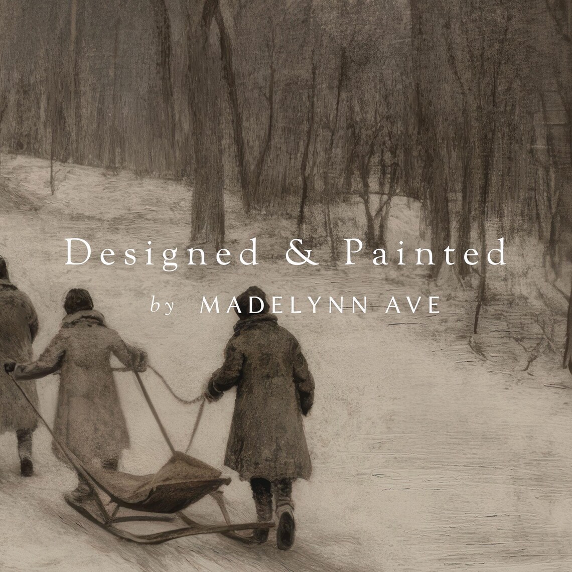 Vintage Winter Snowy Forest Walk Art Print - Image 6