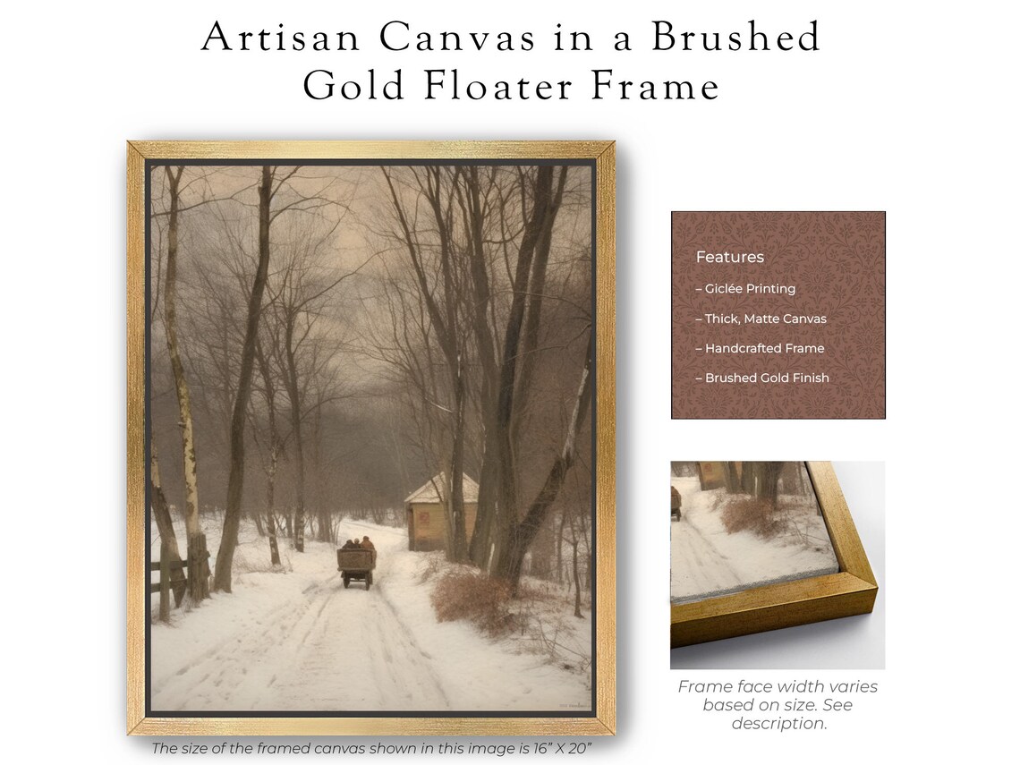 Vintage Winter Path Painting, Moody Landscape Art Print - Image 4