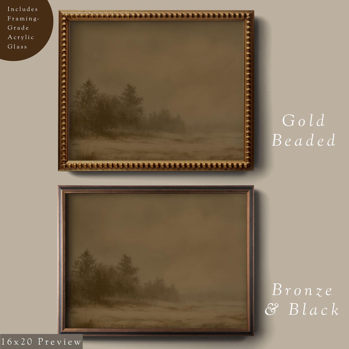 Moody Forest Landscape Art Print Framed Unframed Winter Wall Decor Brown Toned Nature Scene Rustic Home Decor Pine Tree Artwork - Image 4
