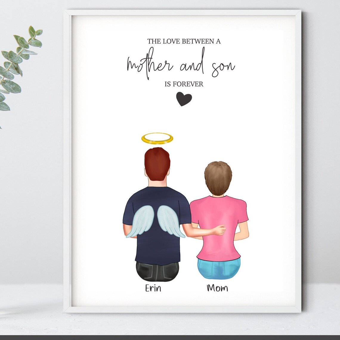 Mother And Son Angel Memorial Forever Love Keepsake Art Print