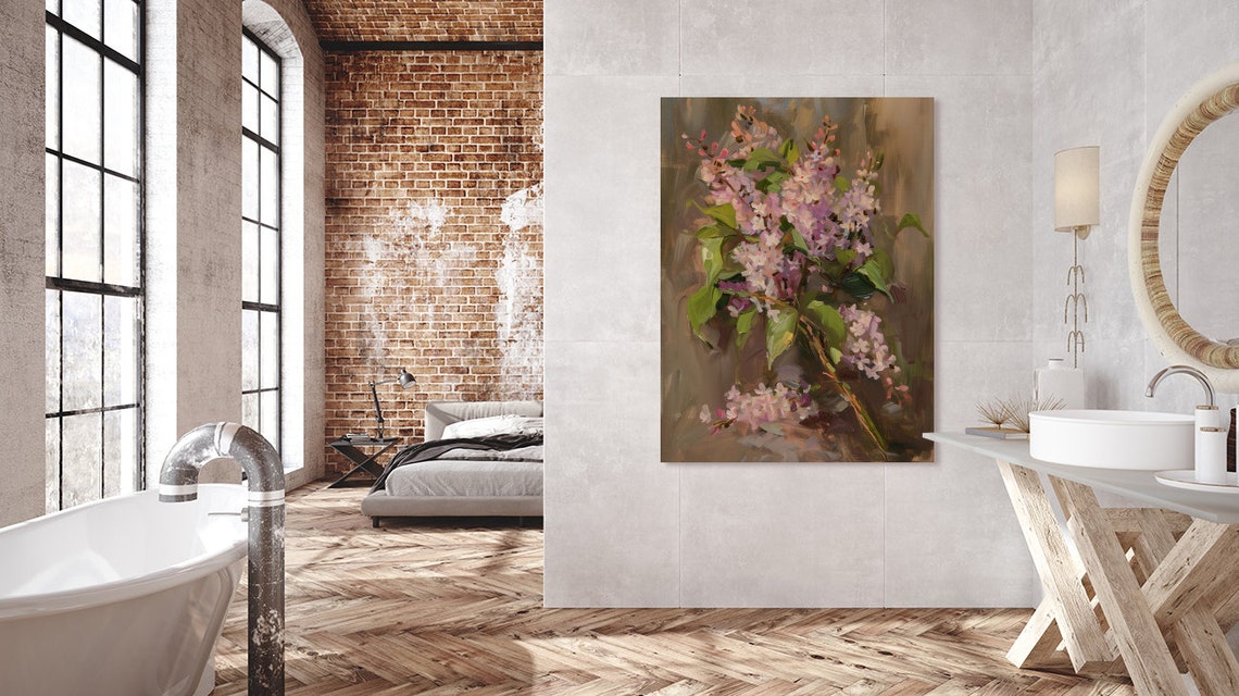 Soft Pink Lilac Blossom Bouquet in Painterly Floral Style Poster - Image 4