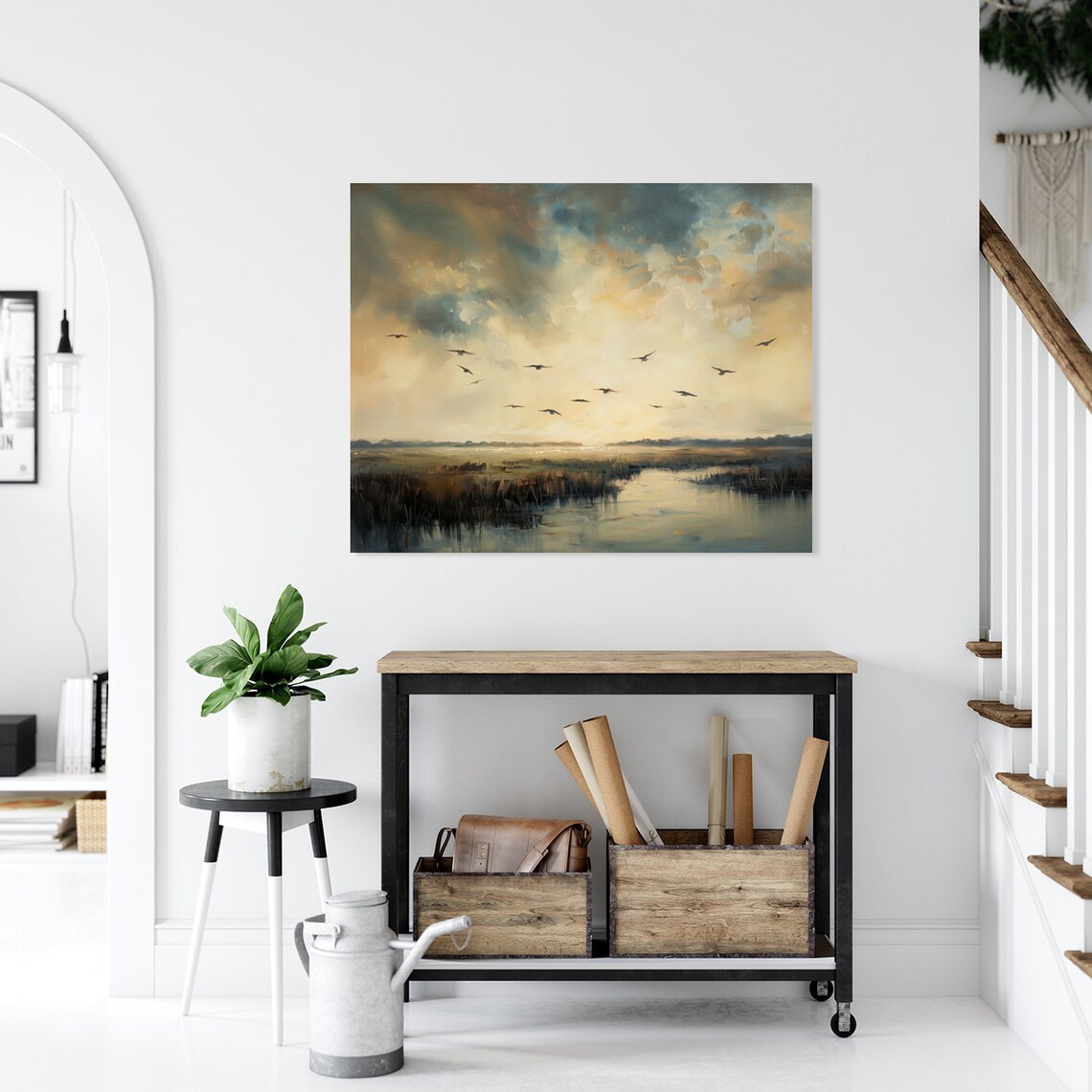 Gloomy Marsh Vintage Landscape Art Print, Rustic Farmhouse - Image 5