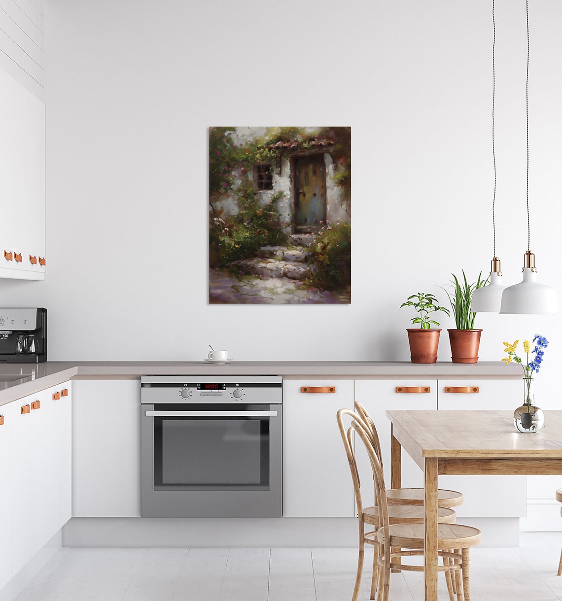 Rustic Old Cottage Door with Climbing Flowers Vintage Painting Poster - Image 3