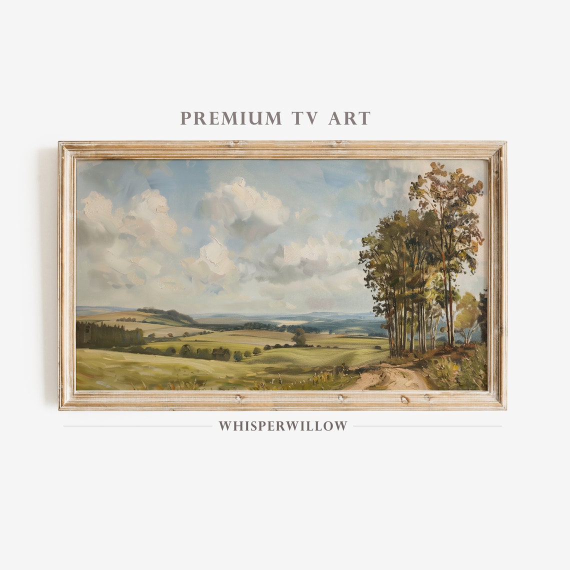 Tall Poplars Beside Winding Country Road Vintage Landscape Poster