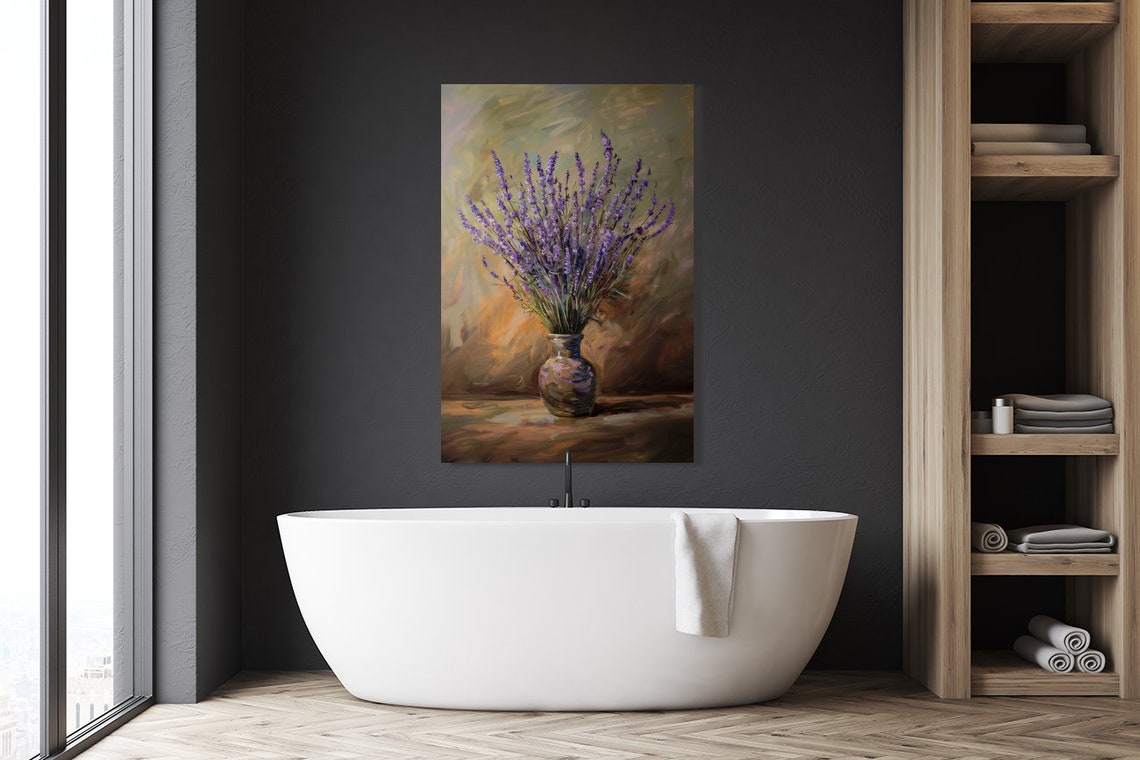 Lavender Bouquet In Ceramic Vase Warm Vintage Still Life Poster - Image 5