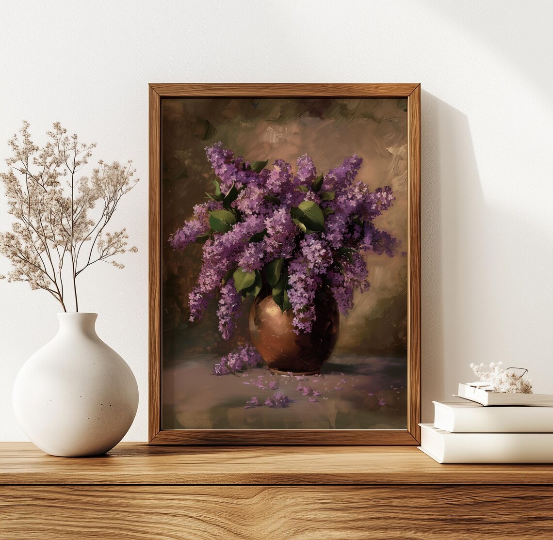 Lilac Bouquet Still Life Vintage Painting Art Print - Image 5