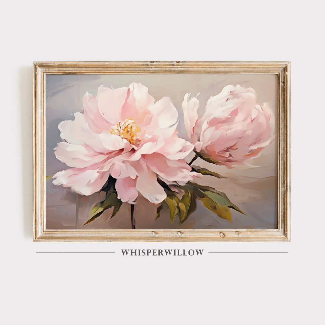 Soft Pink Peonies Blossom Floral Painting Romantic Spring Art Poster