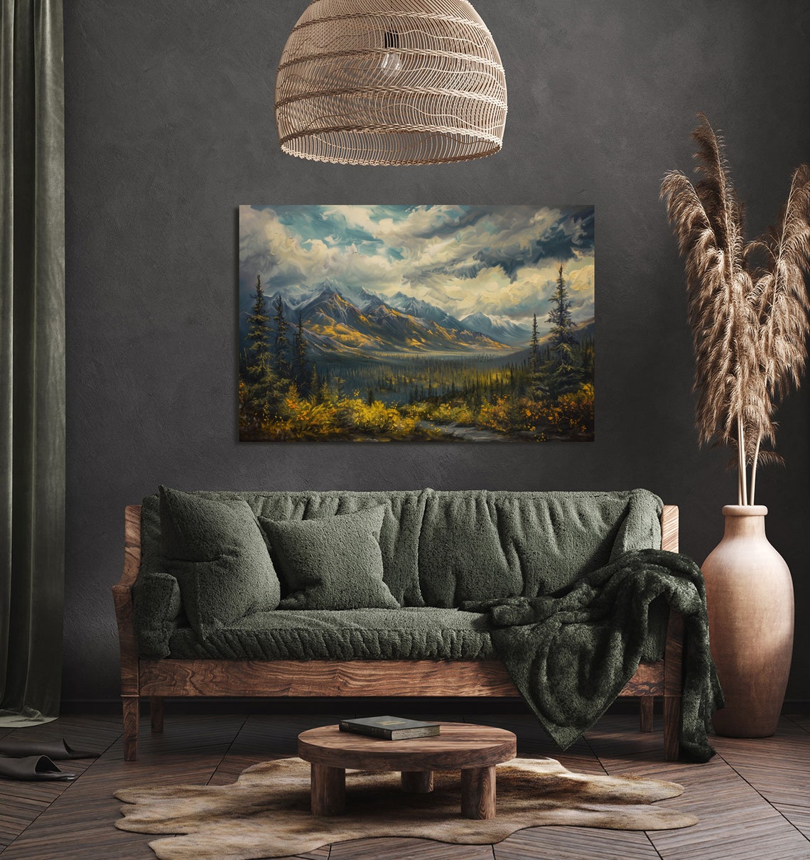 Dramatic Golden Autumn Mountain Valley Wilderness Landscape Poster - Image 4