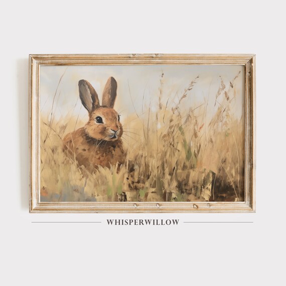 Bunny Love Vintage Painting, Spring Easter Decor