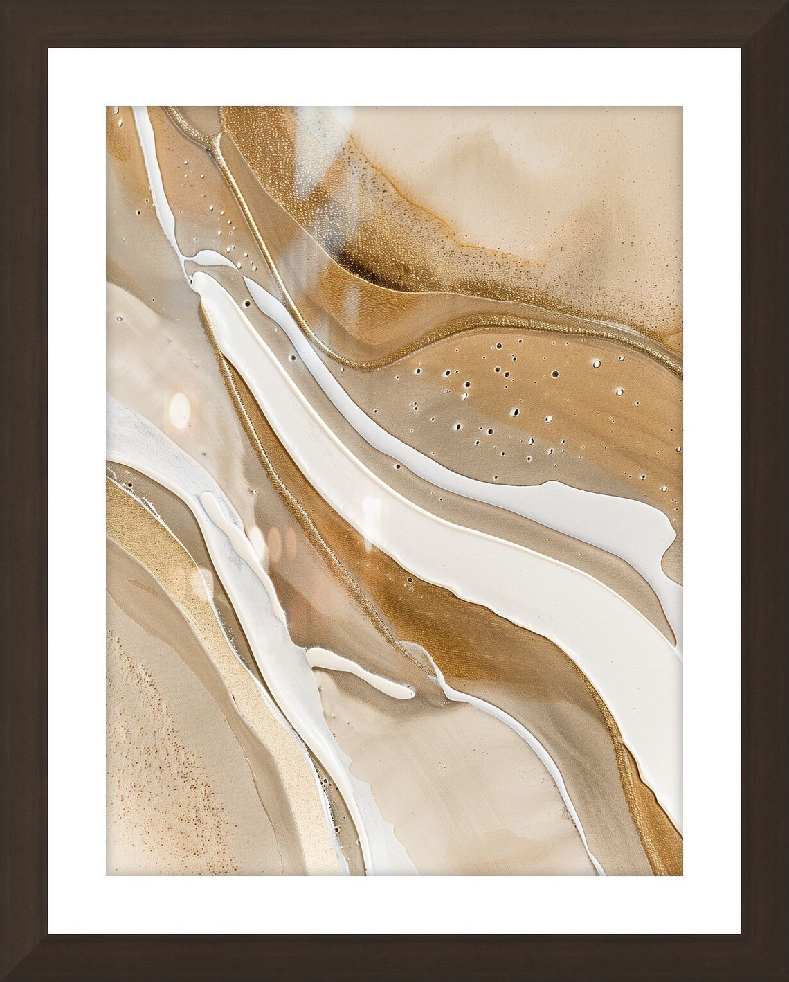 Gold and White Waves Abstract Painting Modern Minimalist Poster - Image 2