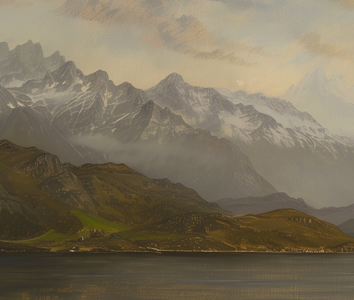 Norway Lake Majestic Mountains Vintage Landscape Art Print - Image 6
