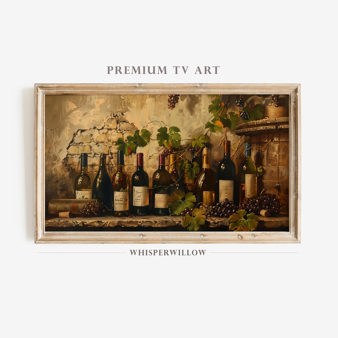 Vintage Wine Bottles Vineyard Cellar Still Life Rustic Kitchen Poster